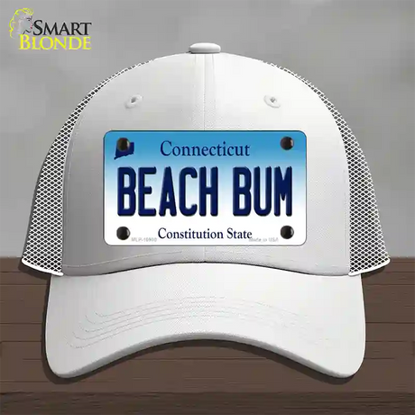 Beach Bum Connecticut Novelty License Plate Hat Mesh / White