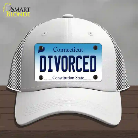 Divorced Connecticut Novelty License Plate Hat Mesh / White