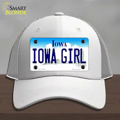 Iowa Girl Iowa Novelty License Plate Hat Mesh / White