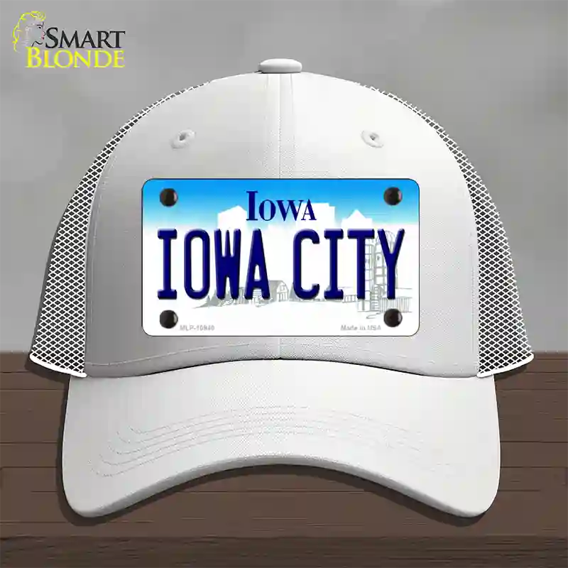 Iowa City Iowa Novelty License Plate Hat Mesh / White