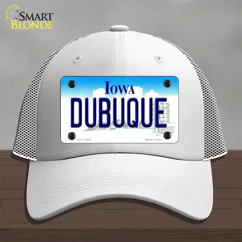 Dubuque Iowa Novelty License Plate Hat Mesh / White