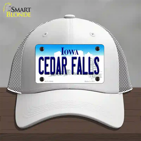 Cedar Falls Iowa Novelty License Plate Hat Mesh / White