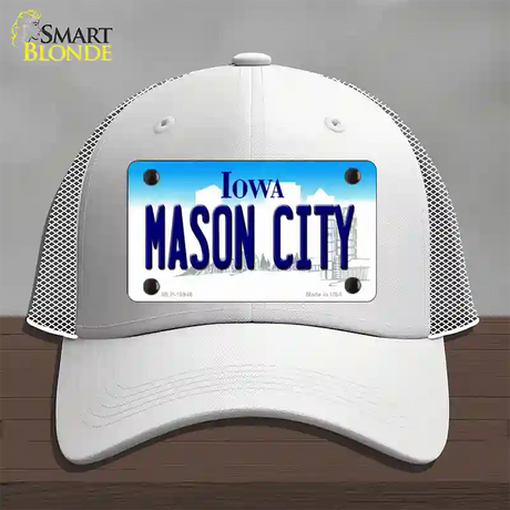 Mason City Iowa Novelty License Plate Hat Mesh / White