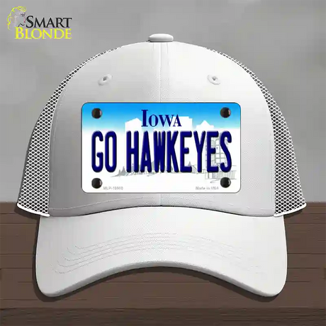 Go Hawkeyes Iowa Novelty License Plate Hat Mesh / White