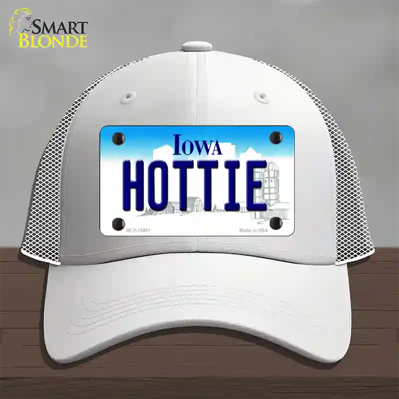 Hottie Iowa Novelty License Plate Hat Mesh / White