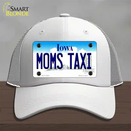 Moms Taxi Iowa Novelty License Plate Hat Mesh / White