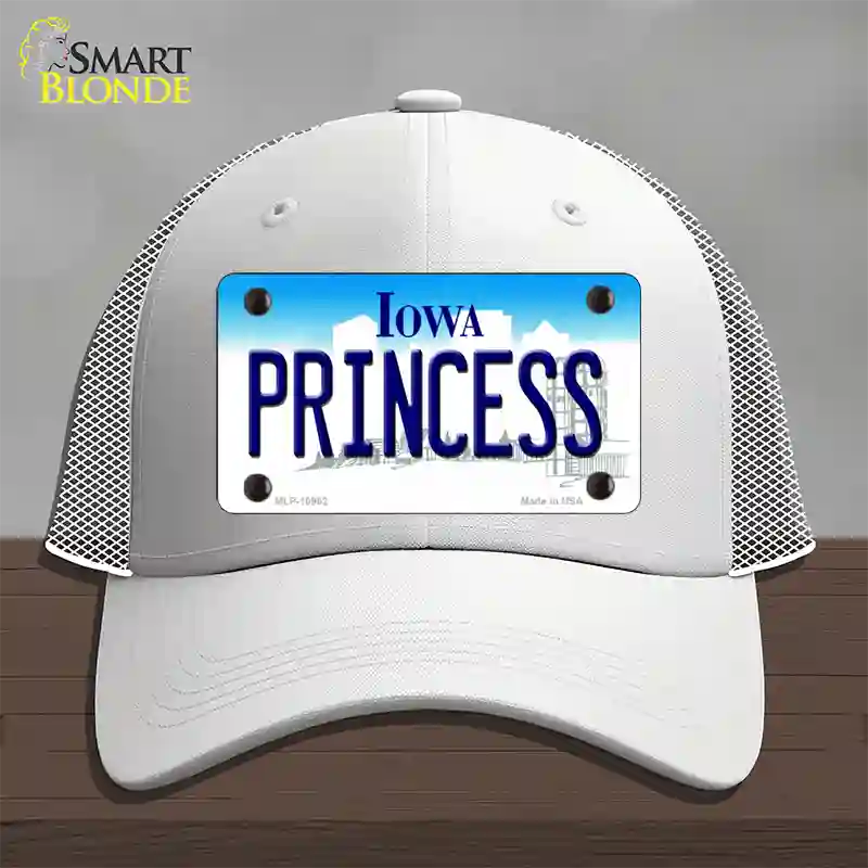 Princess Iowa Novelty License Plate Hat Mesh / White