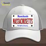 Massachusetts State Novelty License Plate Hat Mesh / White