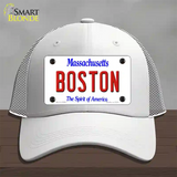 Boston Massachusetts Novelty License Plate Hat Mesh / White