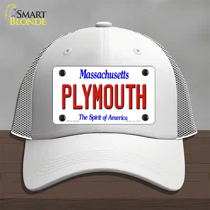 Plymouth Massachusetts Novelty License Plate Hat Mesh / White