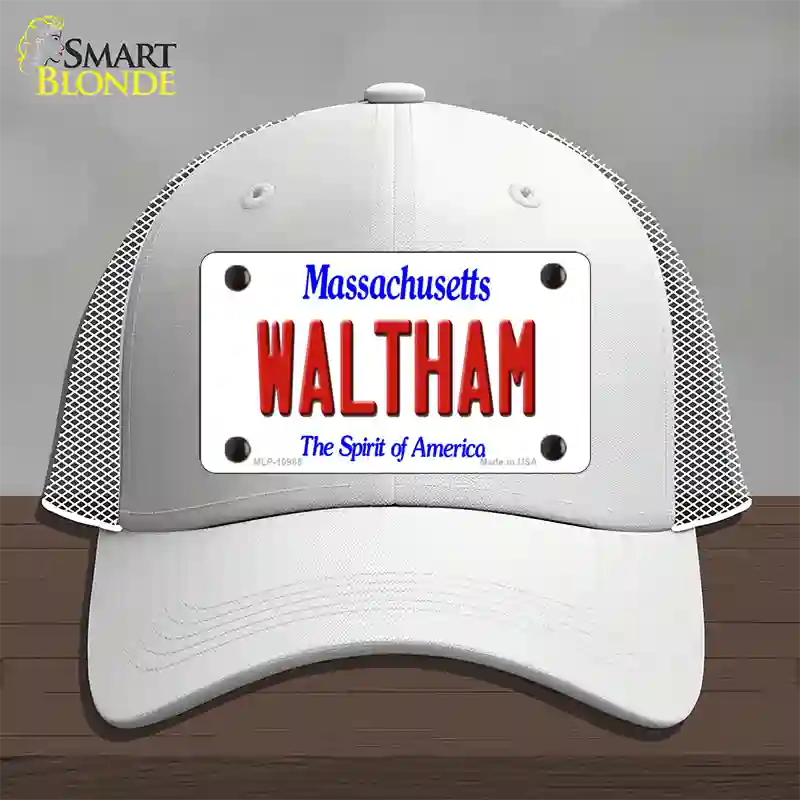 Waltham Massachusetts Novelty License Plate Hat Mesh / White