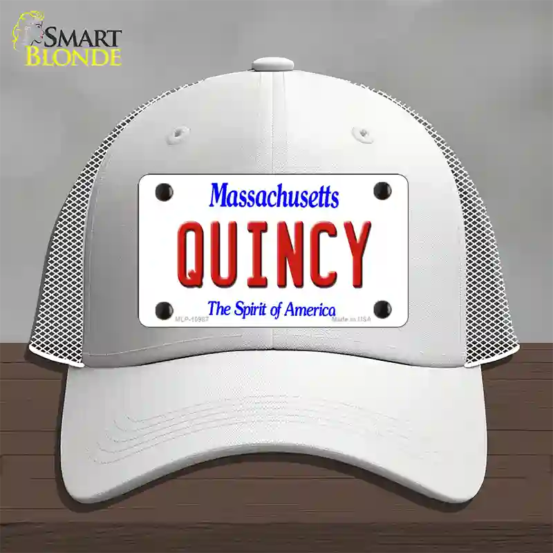 Quincy Massachusetts Novelty License Plate Hat Mesh / White