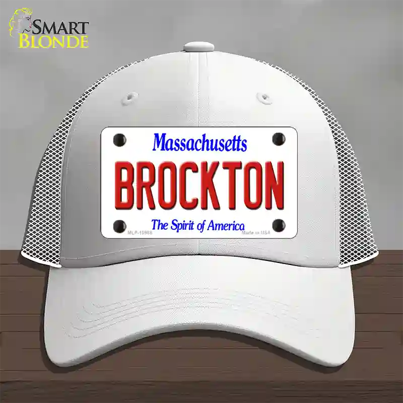 Brockton Massachusetts Novelty License Plate Hat Mesh / White