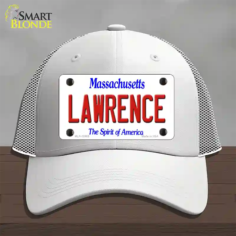 Lawrence Massachusetts Novelty License Plate Hat Mesh / White