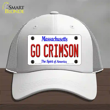 Go Crimson Massachusetts Novelty License Plate Hat Mesh / White