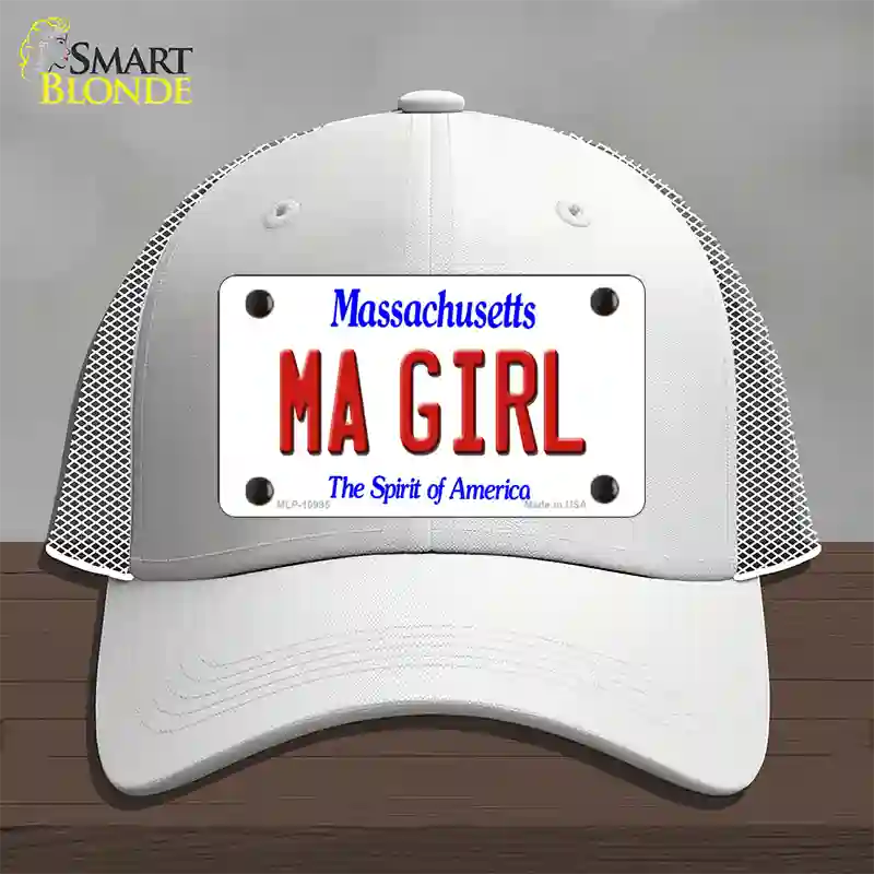 MA Girl Massachusetts Novelty License Plate Hat Mesh / White