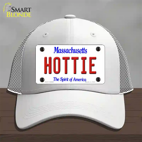 Hottie Massachusetts Novelty License Plate Hat Mesh / White