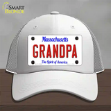 Grandpa Massachusetts Novelty License Plate Hat Mesh / White