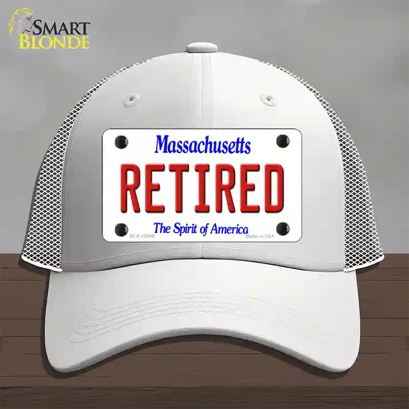 Retired Massachusetts Novelty License Plate Hat Mesh / White