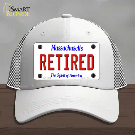 Retired Massachusetts Novelty License Plate Hat Mesh / White