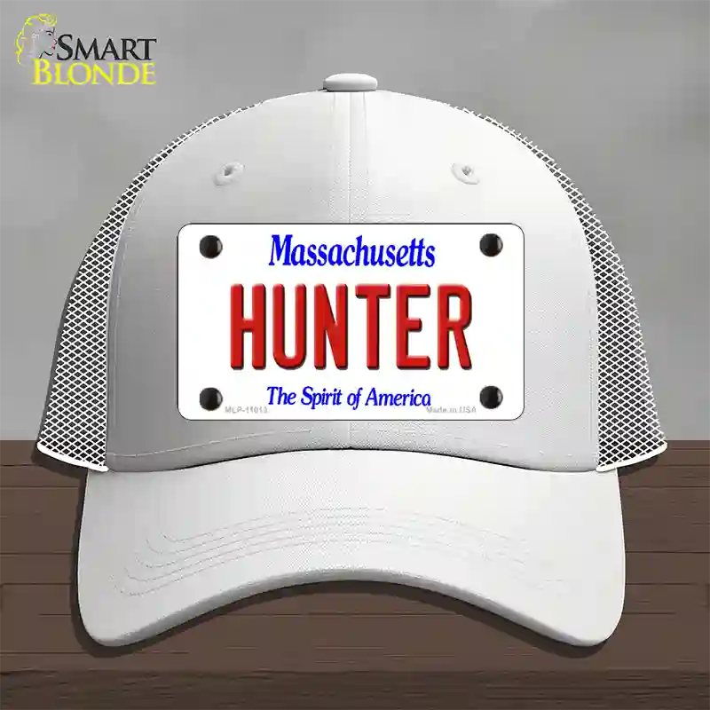 Hunter Massachusetts Novelty License Plate Hat Mesh / White