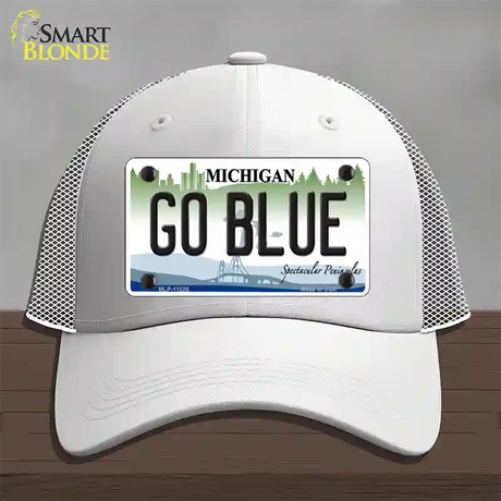 Go Blue Michigan Novelty License Plate Hat Mesh / White