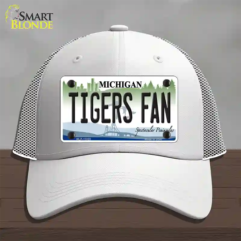 Tigers Fans Michigan Novelty License Plate Hat Mesh / White