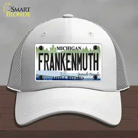 Frankenmuth Michigan Novelty License Plate Hat Mesh / White