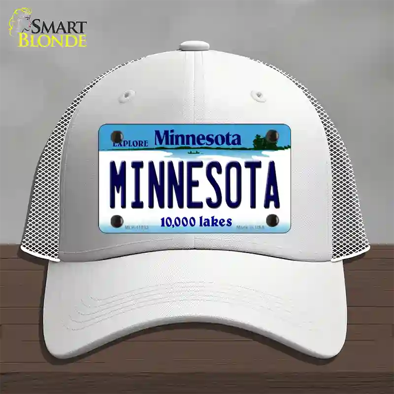 Minnesota State Novelty License Plate Hat Mesh / White