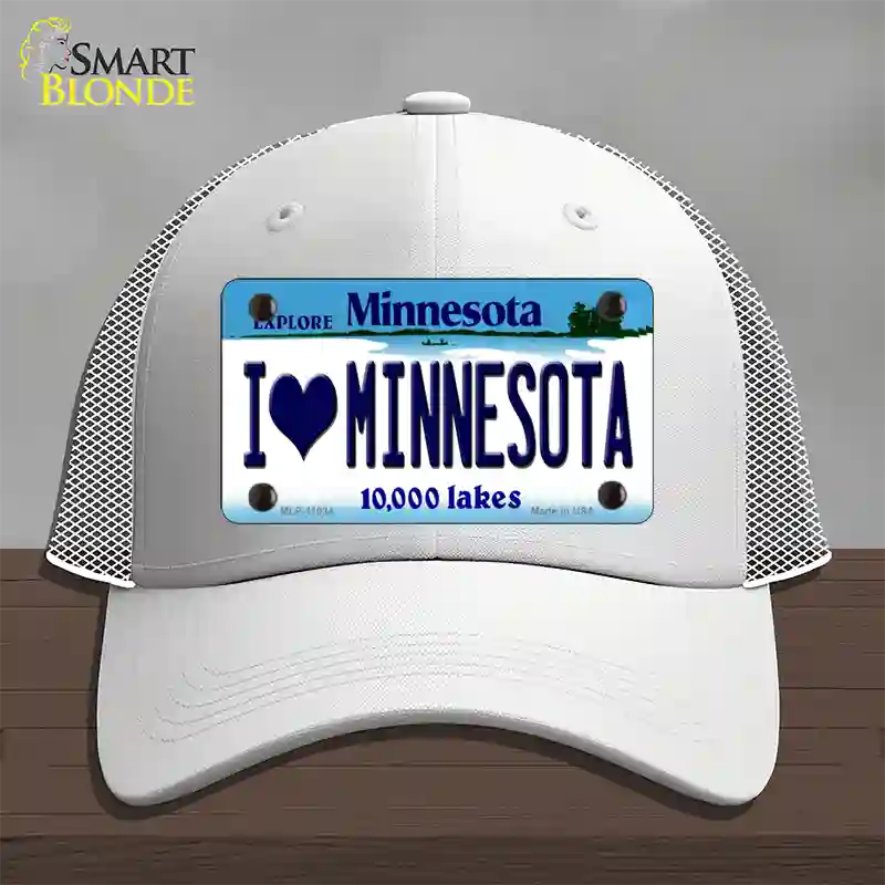 I Love Minnesota Novelty License Plate Hat Mesh / White