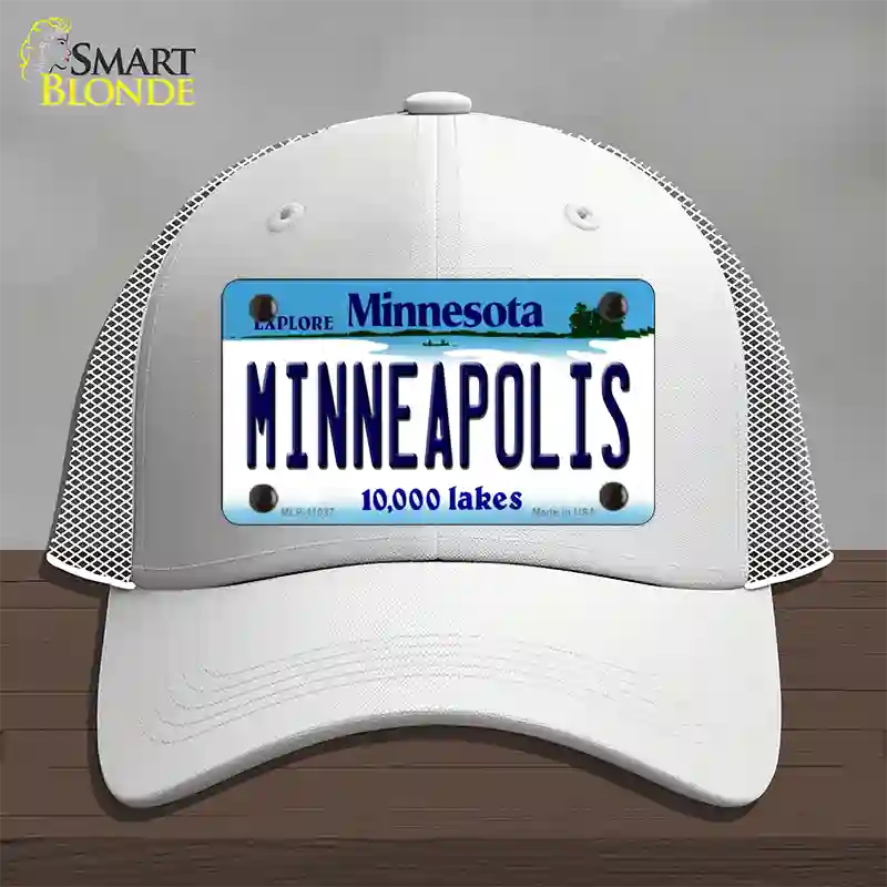 Minneapolis Minnesota State Novelty License Plate Hat Mesh / White