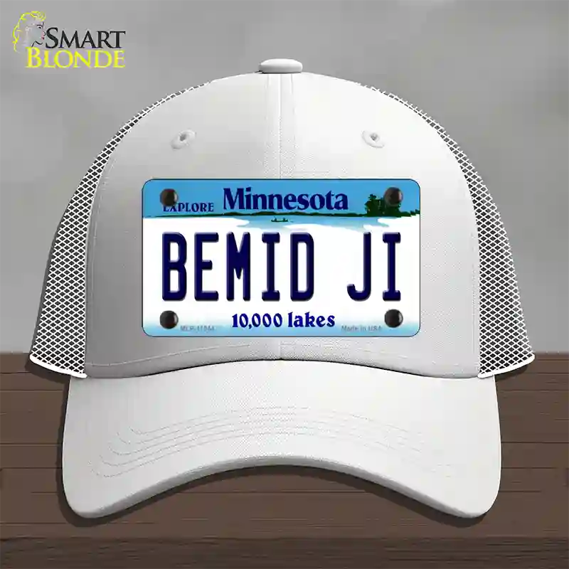 Bemid Ji Minnesota State Novelty License Plate Hat Mesh / White