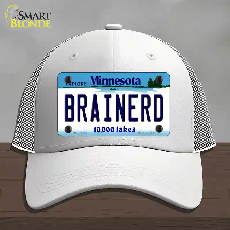 Brainerd Minnesota State Novelty License Plate Hat Mesh / White