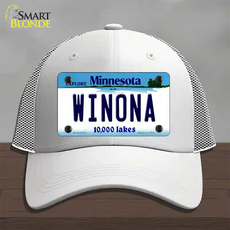 Winona Minnesota State Novelty License Plate Hat Mesh / White