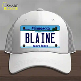 Blaine Minnesota State Novelty License Plate Hat Mesh / White