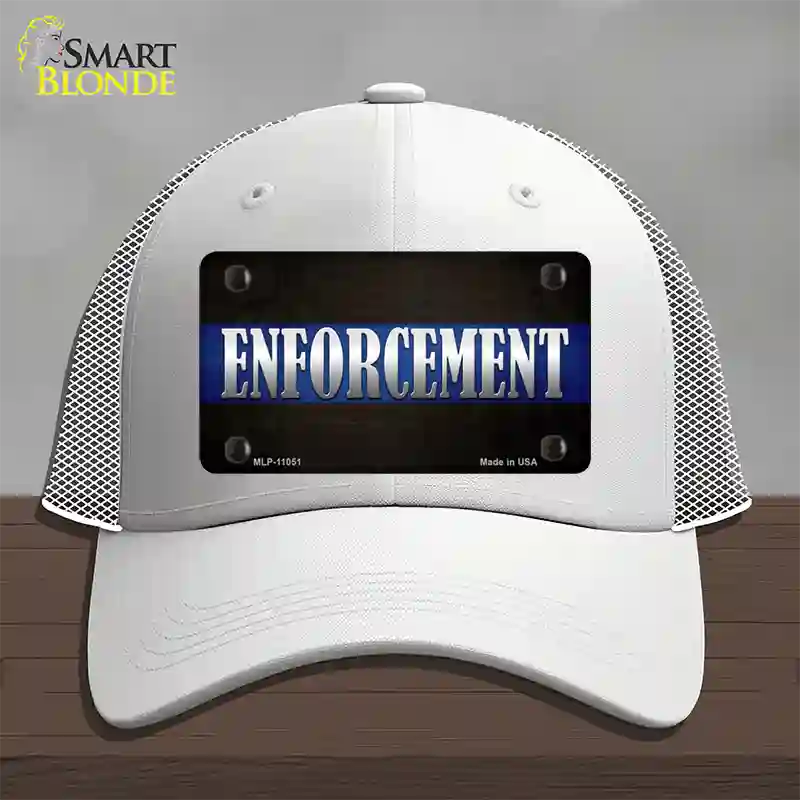 Enforcement Novelty License Plate Hat Mesh / White