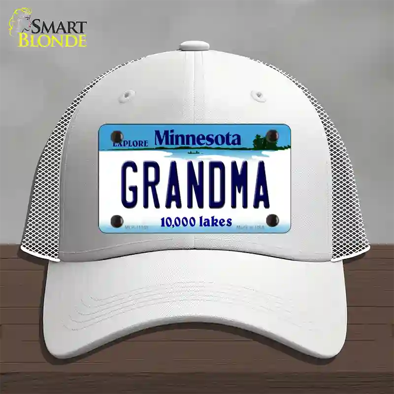 Grandma Minnesota State Novelty License Plate Hat Mesh / White