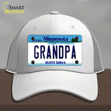 Grandpa Minnesota State Novelty License Plate Hat Mesh / White