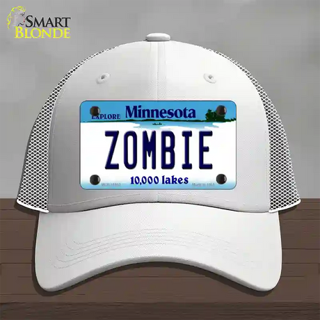 Zombie Minnesota State Novelty License Plate Hat Mesh / White