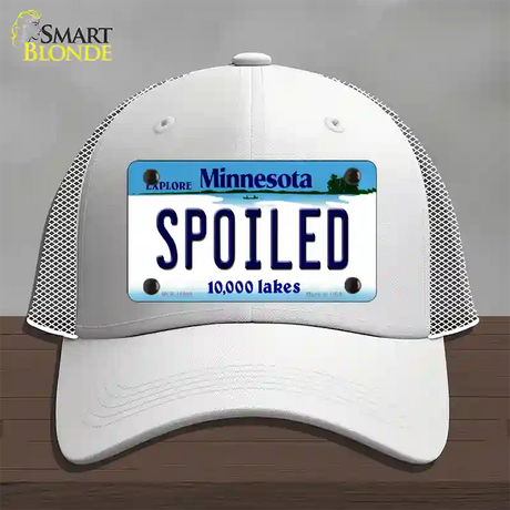 Spoiled Minnesota State Novelty License Plate Hat Mesh / White