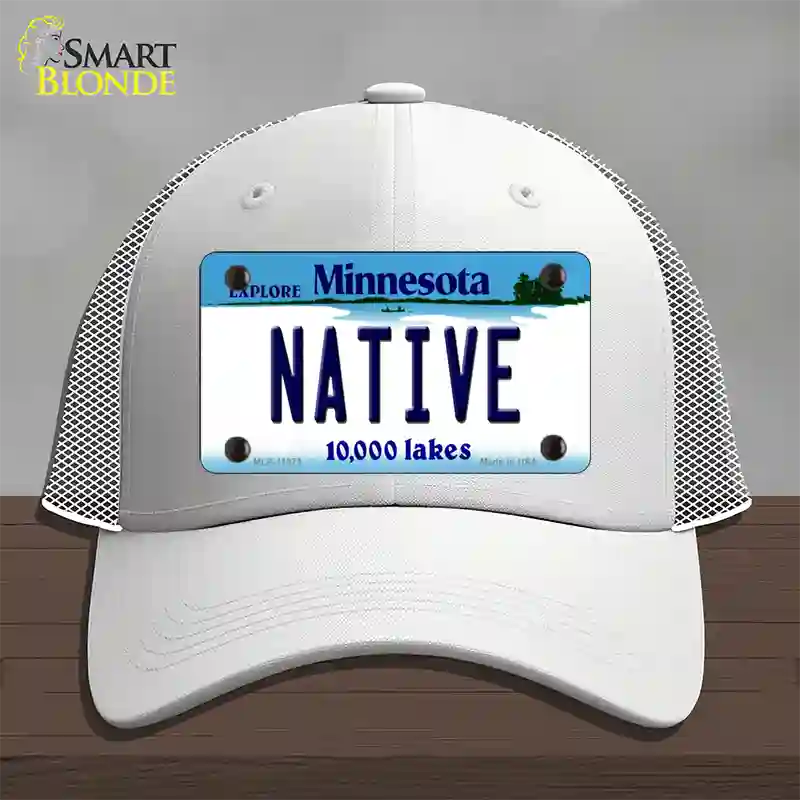 Native Minnesota State Novelty License Plate Hat Mesh / White