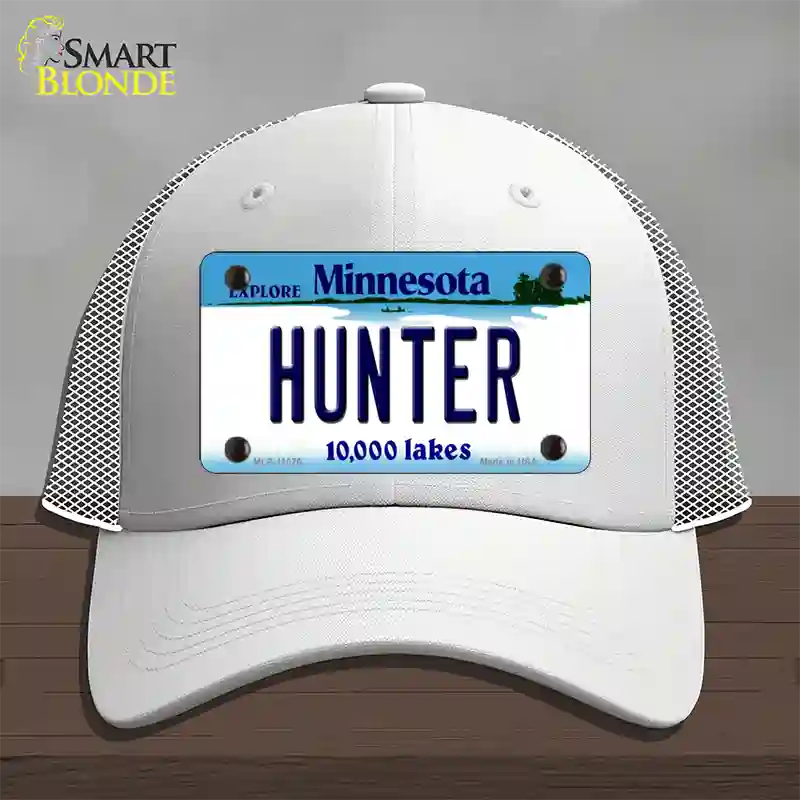 Hunter Minnesota State Novelty License Plate Hat Mesh / White