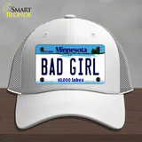 Bad Girl Minnesota State Novelty License Plate Hat Mesh / White