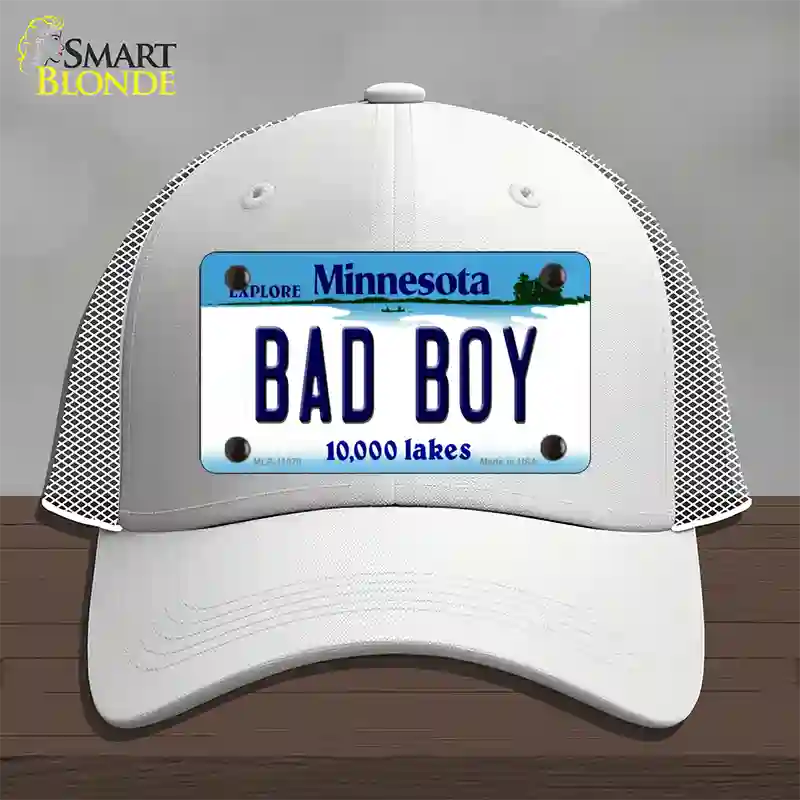 Bad Boy Minnesota State Novelty License Plate Hat Mesh / White