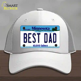 Best Dad Minnesota State Novelty License Plate Hat Mesh / White