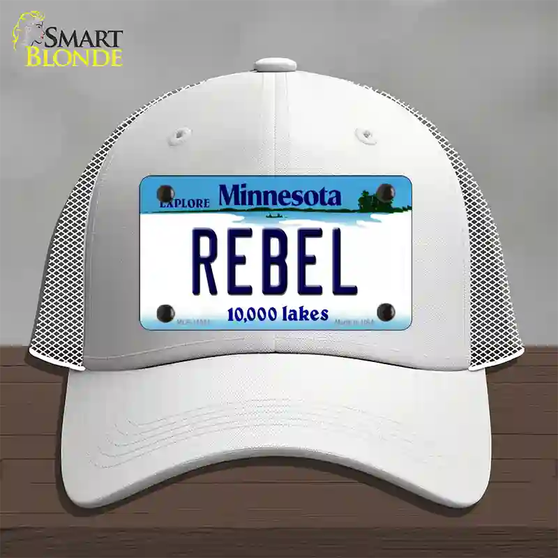 Rebel Minnesota State Novelty License Plate Hat Mesh / White