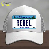 Rebel Minnesota State Novelty License Plate Hat Mesh / White