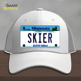 Skier Minnesota State Novelty License Plate Hat Mesh / White