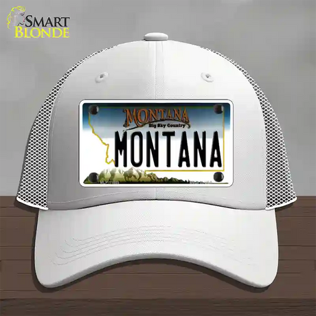 Montana State Novelty License Plate Hat Mesh / White