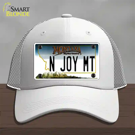 N Joy MT Montana State Novelty License Plate Hat Mesh / White